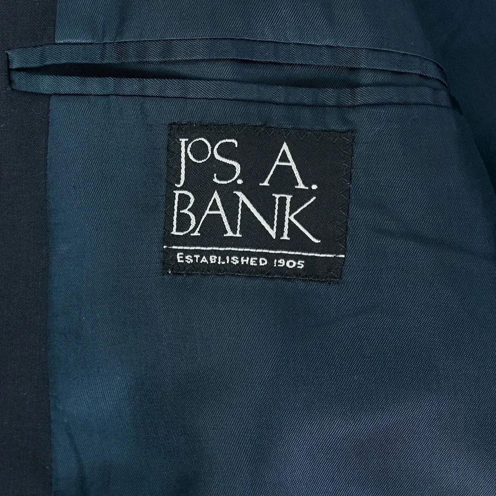 Jos‎ A Bank 44R Navy Blue + Gold Buttons Wool Blazer Sport Coat Suit Jacket